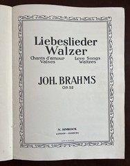 Brahms LOVE SONG WALTZES Op. 52 for Piano Duet with Solo and mixed voices