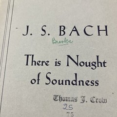 J S Bach There is Nought of Soundness Vintage Choral Music Book Religious