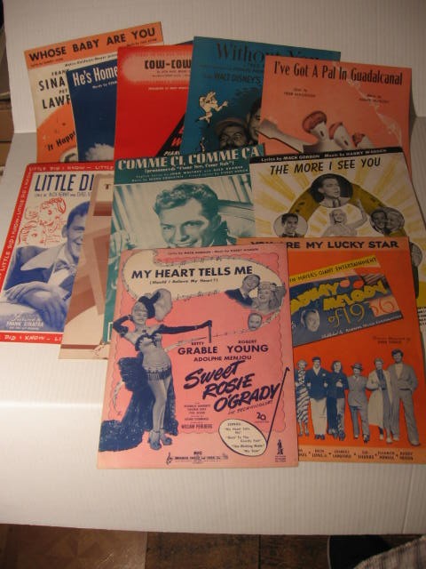Vintage lot of 11 Sheet Music 1940&rsquo;s – 1950&rsquo;s