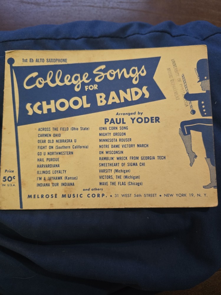 College Songs for School Bands 1st Eb Alto Saxophone 1951 By Paul Yoder Melrose