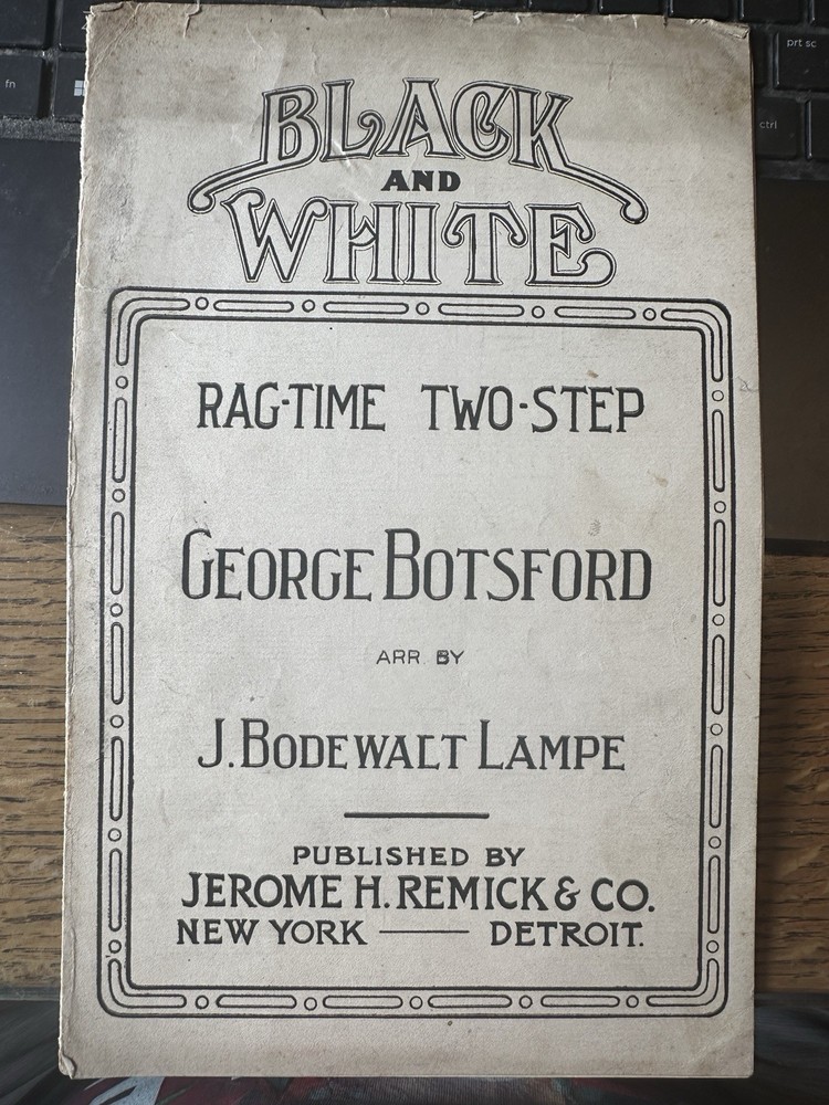 6×9 Ragtime Band Arrangement Sheet Music BLACK AND WHITE Piano/Violin/Trombone