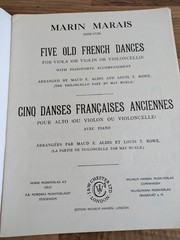 Viola Music Five Old French Dances Viola/Piano Marin Marais Pub by J&W Chester