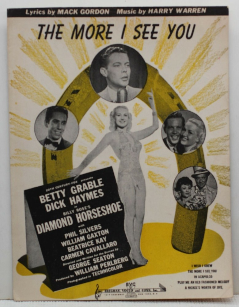 The More I See You – Mack Gordon & Harry Warren – Sheet Music 1945