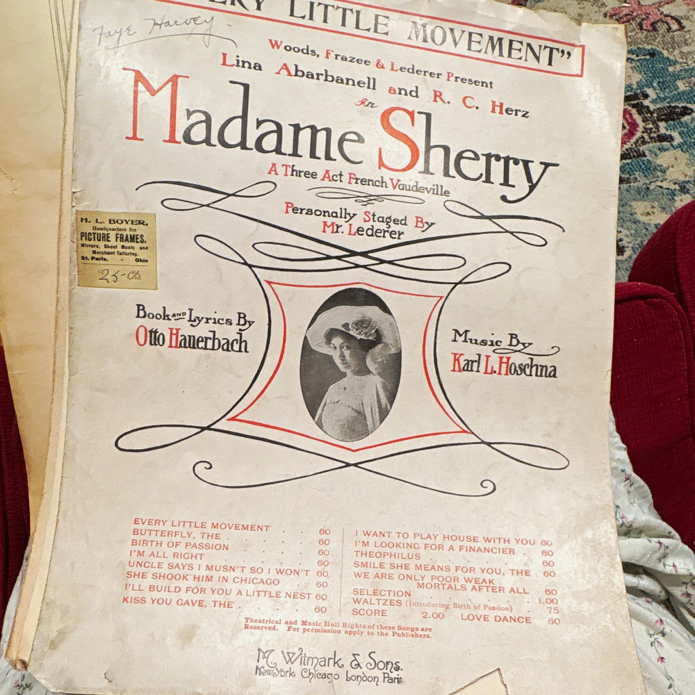 M. Witmark & Sons Madame Sherry Sheet Music Piano/Voice Solo Musicals MPN 60