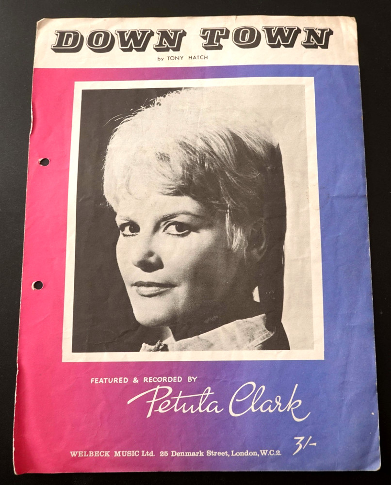 DOWN TOWN Original Sheet Music Recorded by Petula Clark (1964)