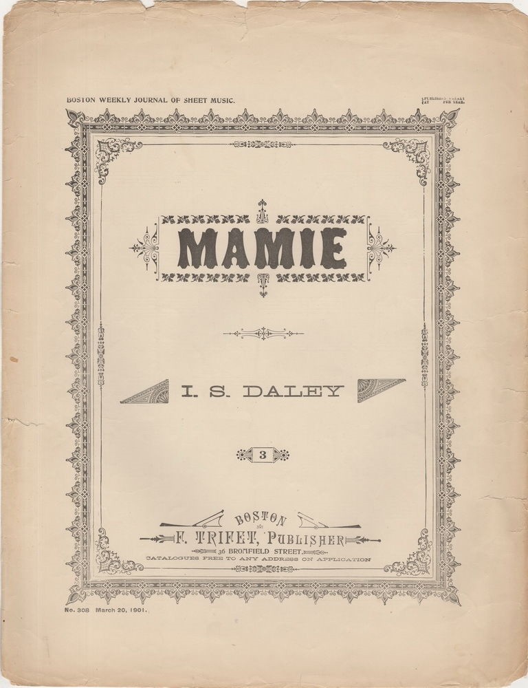 MAMIE, 1892 [1901] vintage Trifet sheet music