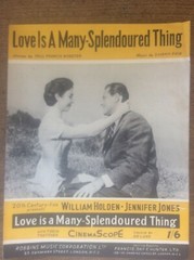 Love is a Many Splendoured Thing CinemaScope 20th Century Fox Sheet Music