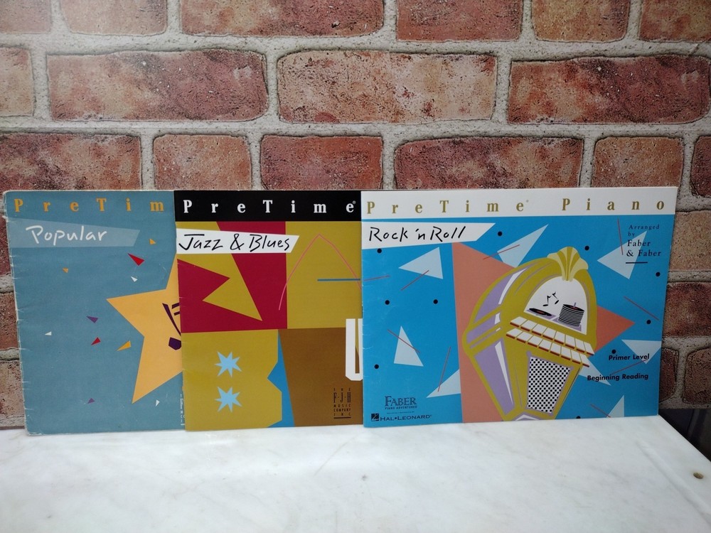 Lot of 3 – PreTime Piano Books – Primer Level – Rock&rsquo;n Roll/Jazz & Blues/Popular