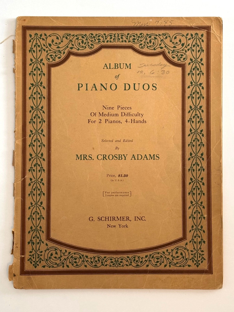 Album of Piano Duos, Nine Pieces of Medium Difficulty for 2 pianos 4 hands, 1926