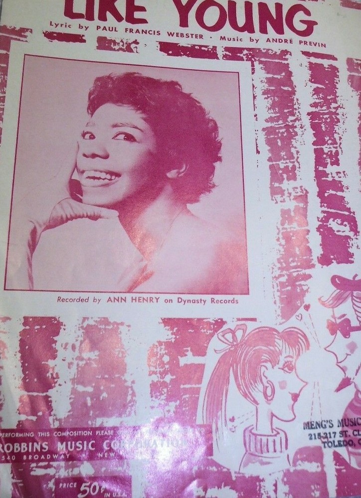 1959 Ann Henry -Hot Jazz Vocal Sheet Music – Like Young – Photo Cover