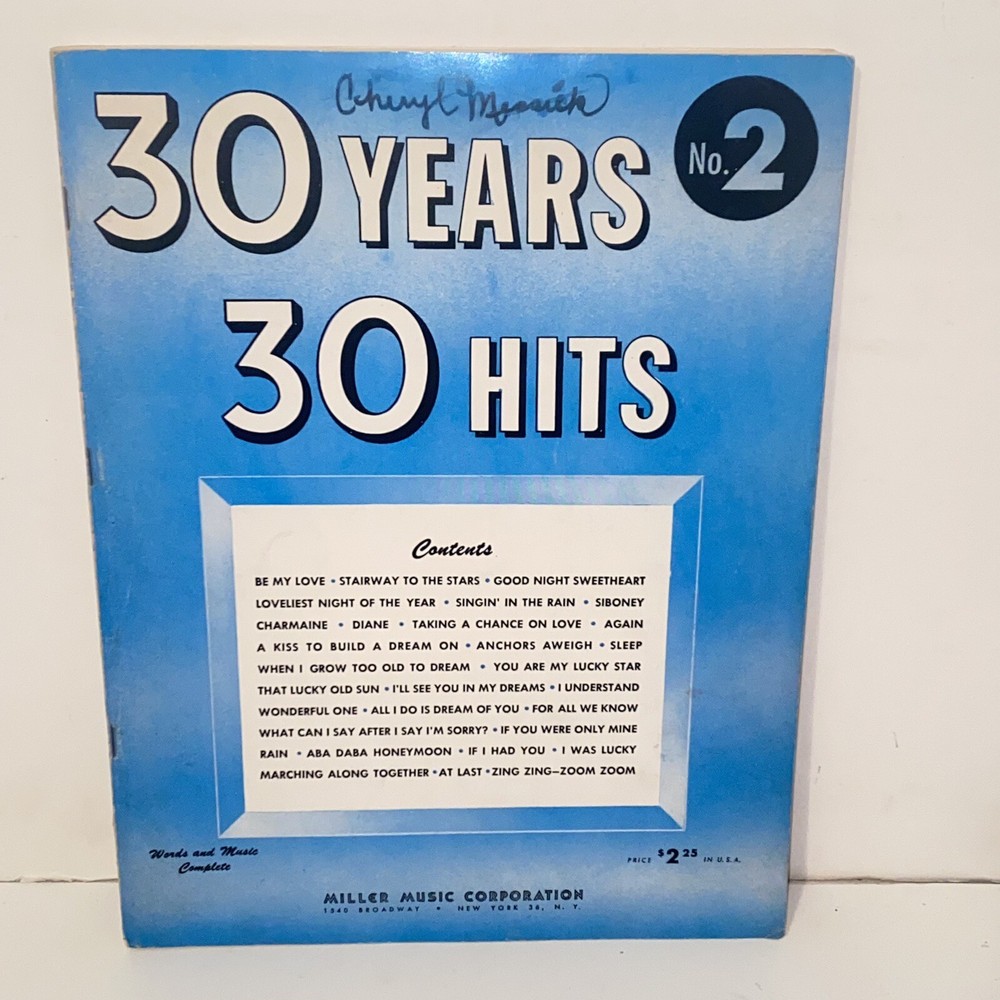 Vintage 1953 30 Years 30 Hits Sheet Music Song Book No 2