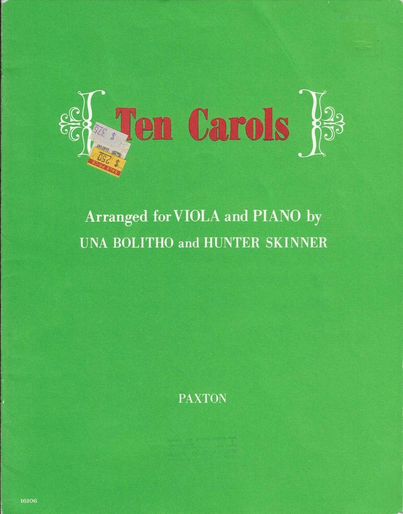 TEN CAROLS Arr. For VIOLA & Piano By Bolitho & Skinner