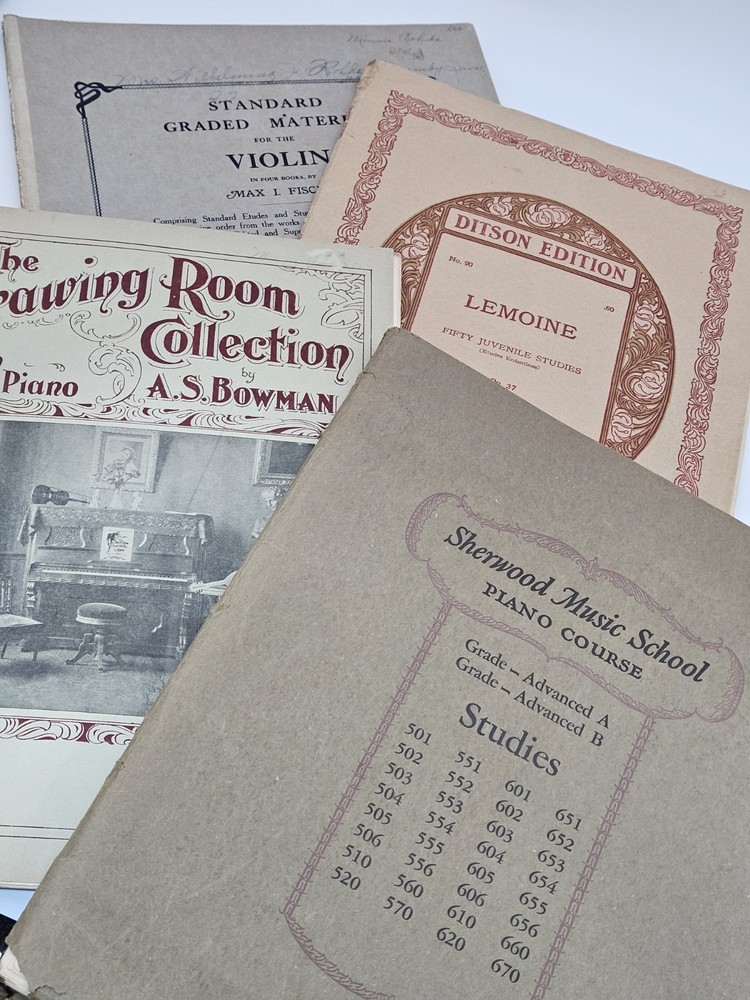 Lot 4 Vintage Piano / Violin Sheet Music / Books Early 1900s / Music Classics