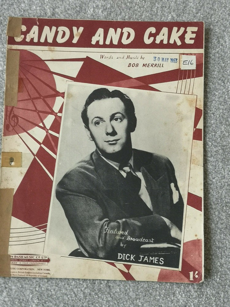Collectible Original Sheet Music – CANDY AND CAKE – Dick James