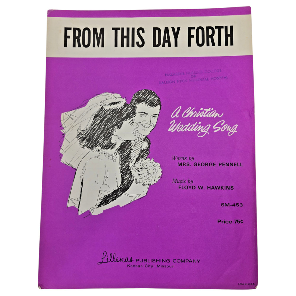 From This Day Forth Piano Christian Wedding Song Sheet Music 1966 Lillenas Vtg