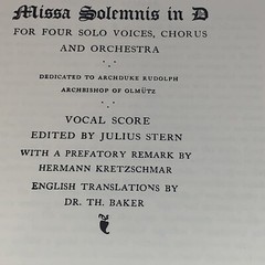 Beethoven – Missa Solemnis In D – For Four Solo Voices, Chorus and Orchestra ‘34