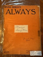 ANTIQUE SHEET MUSIC 1925 IRVING BERLIN&rsquo;S ALWAYS IRVING BERLIN INC.