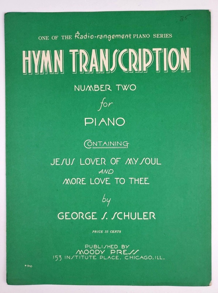 Jesus Lover Love To Thee Hymn Transcription Sheet Music Piano Religious 1926 Vtg