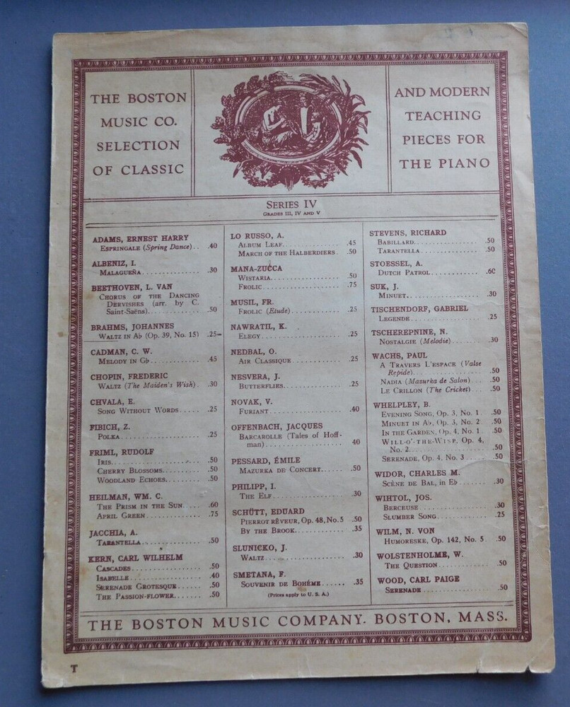 Waltz in A flat – by Johannes Brahms – 1926 sheet music for Piano – Boston Music