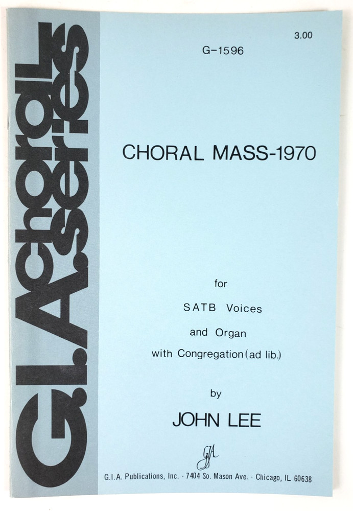 Choral Mass John Lee Choral Sheet Music SATB Organ Congregation 1970