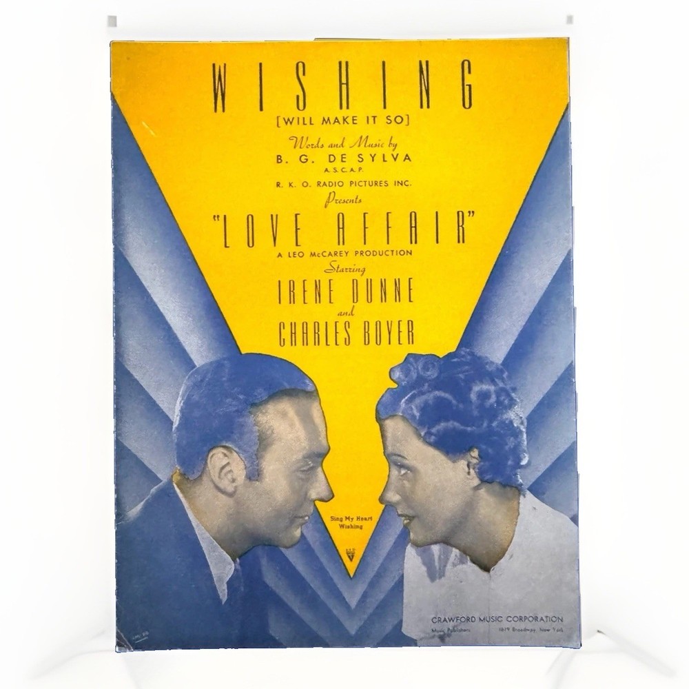 Wishing Will Make It So Sheet Music Love Affair Irene Dunne Charles Boyer 1939