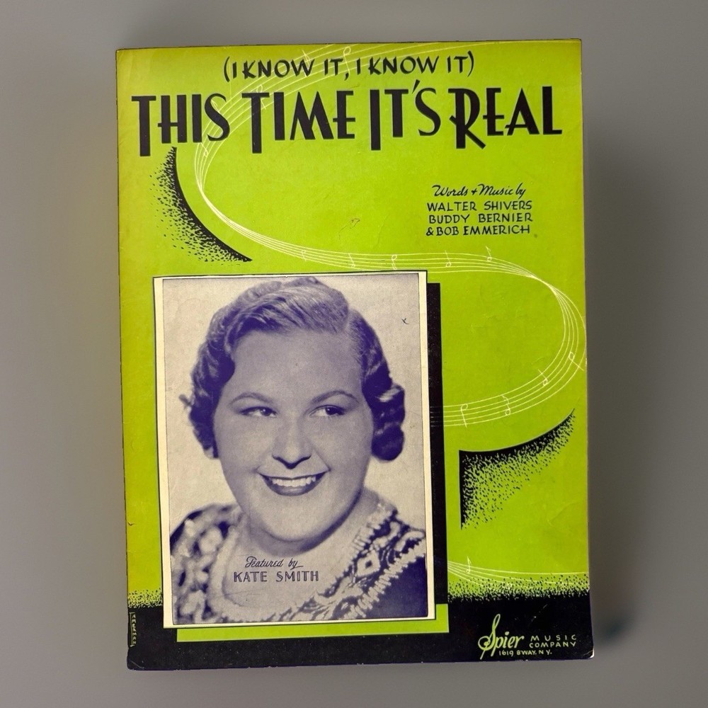 This Time It’s Real Vintage Sheet Music 1939 Kate Smith Bernier Emmerich Shivers