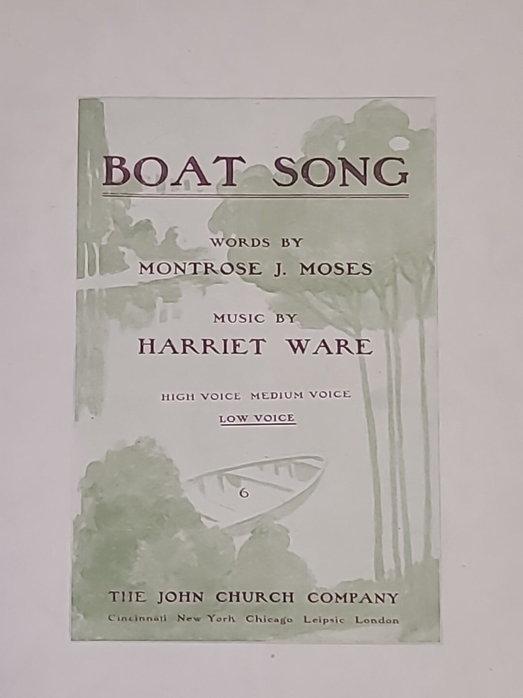 Boat Song Sheet Music Harriet Ware Montrose J Moses 1908 John Church LOW VOICE