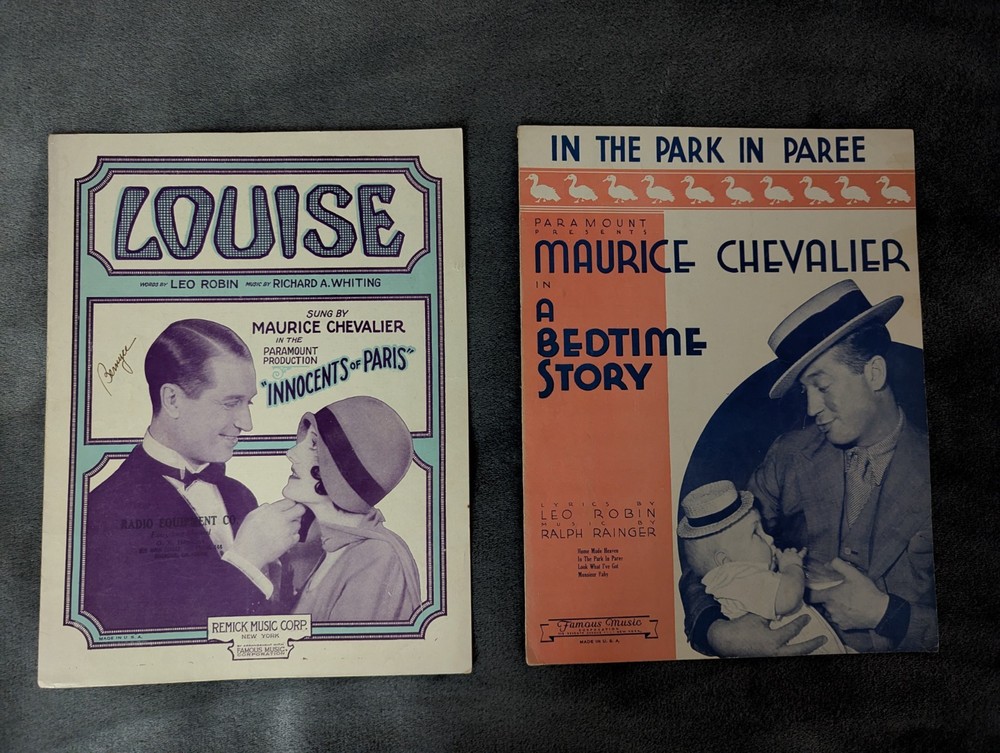 Maurice Chevalier Sheet Music In The Park In Paree 1933 Louise 1929