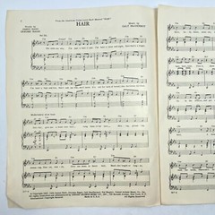1967-68 Hair The American Tribal Love Rock Musical Sheet Music 5 Pages Vintage