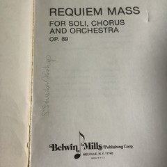 Requiem Mass Op. 89 Dvorak Kalmus Vocal Scores K6163 Belwin Mills SATB