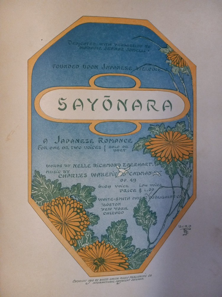 Antique Sheet Music, « Sayonara » 1910 Piano & Voice, Japanese Romance, Hardbound