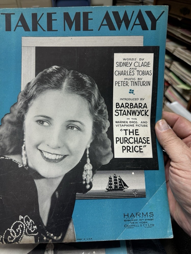 O 1932 Movie Sheet Music precode ‘THE PURCHASE PRICE’ (Barbara Stanwyck)