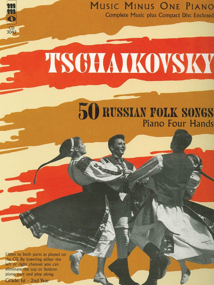 Tchaikovsky 50 Russian Folk Songs for Piano Duet Sheet Music Minus One Book CD