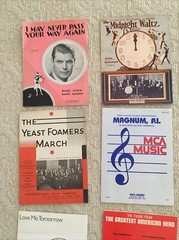 9 Pieces of Vintage Sheet Music Variety 1920s – 1980s. Piano -Band