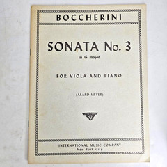 Boccherini Sonata No. 3 In G Major Viola Piano International Music Co Vintage