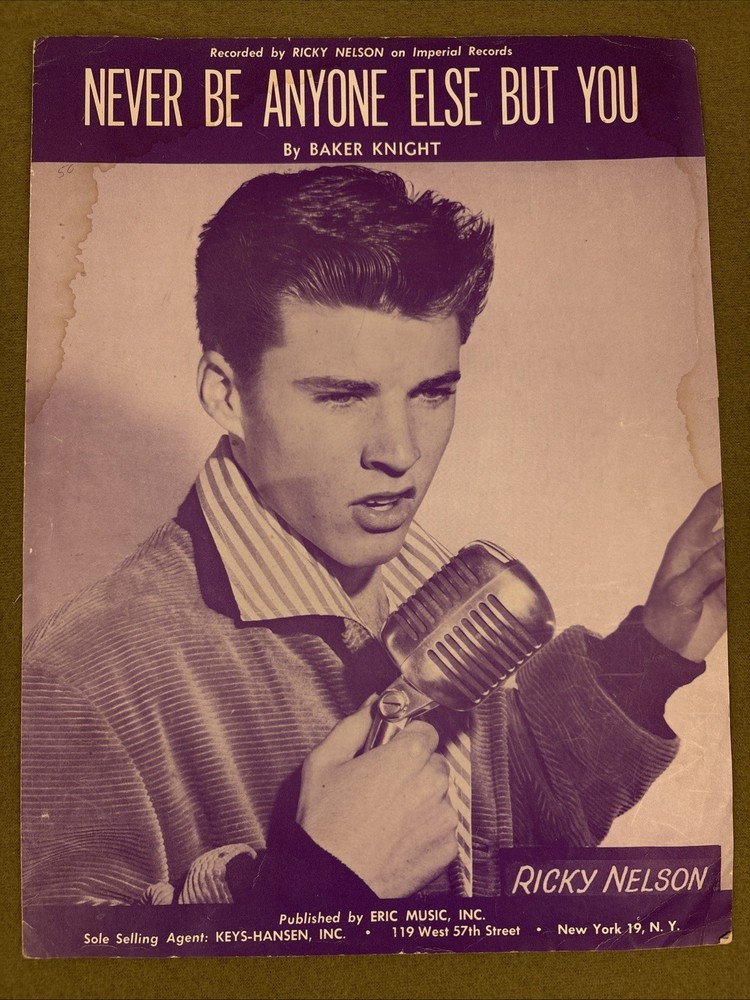 Never Be Anyone Else But You Ricky Nelson 1959 Vintage Sheet Music