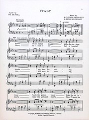 Italy Sheet Music George Lyons Bob Yosco Clinton Keithley Henri Klickmann 1921