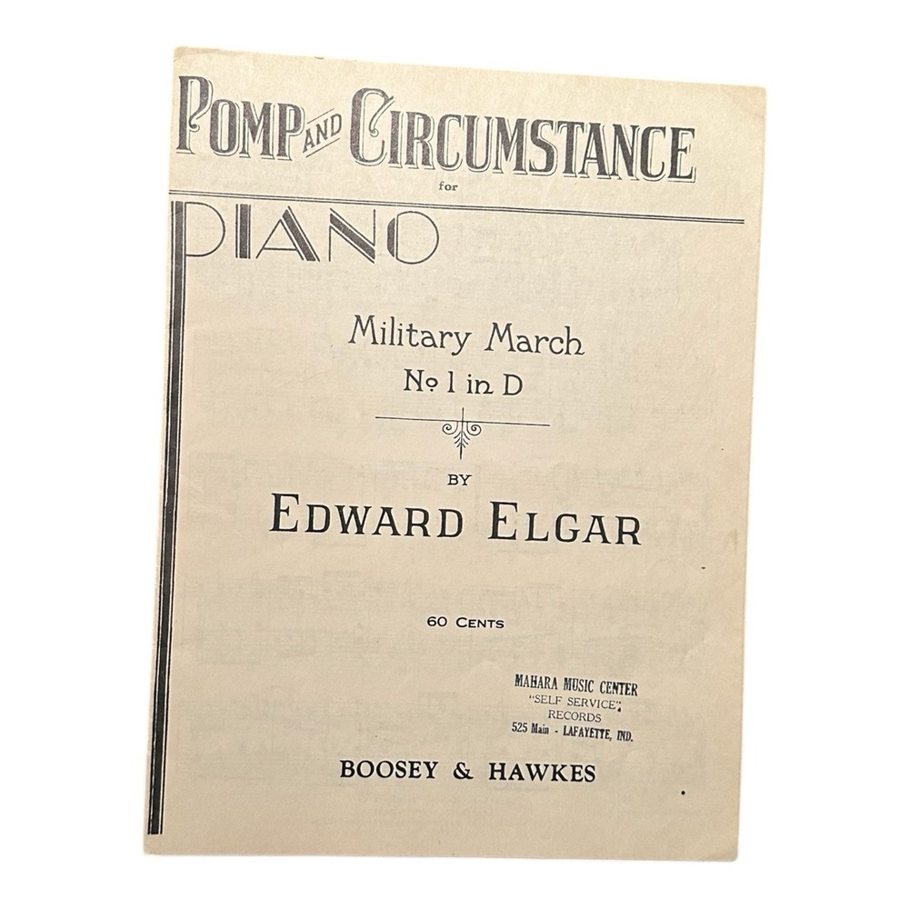 Pomp and Circumstance No 1 in D Edward Elgar Piano Solo Boosey NOS Vintage