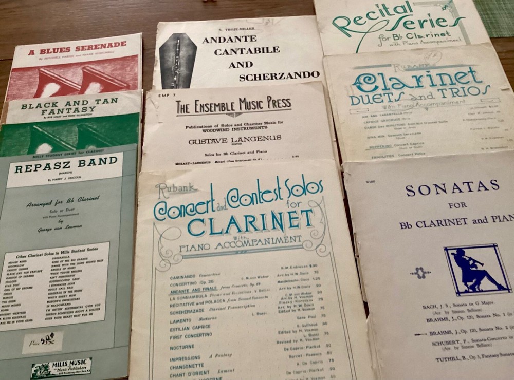 Vintage B Flat Clarinet Solo Sheet Music Collection, 10 pieces