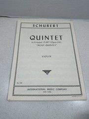 Schubert Quintet In “A” Major D. 667 Opus 114 “Trout Quintet” Piano,Violin Etc