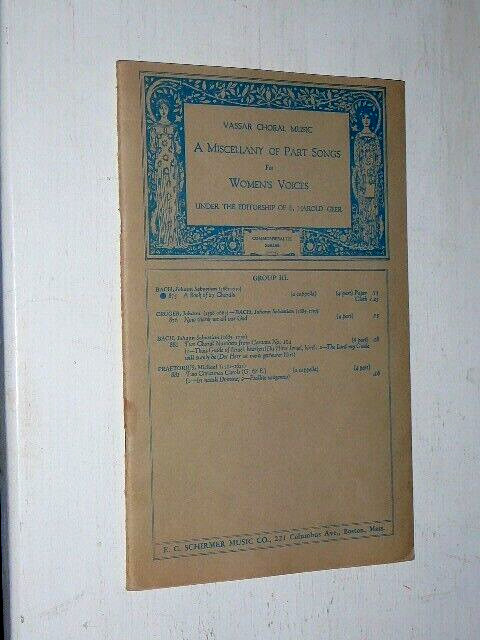 VASSAR CHORAL MUSIC, Miscellany of Part Songs, sheet music book, 1934 Schirmer
