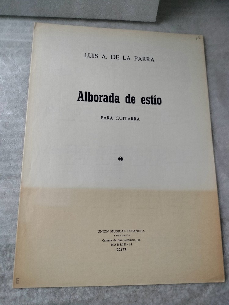 Luis A. De La Parra Alborada De Estio Solo For Classical Guitar Sheet Music