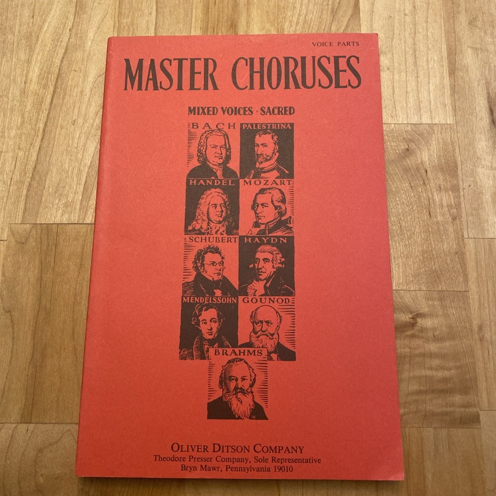 Master Choruses Mixed Voices Sacred Oliver Ditson Company 1933 Excellent Shape