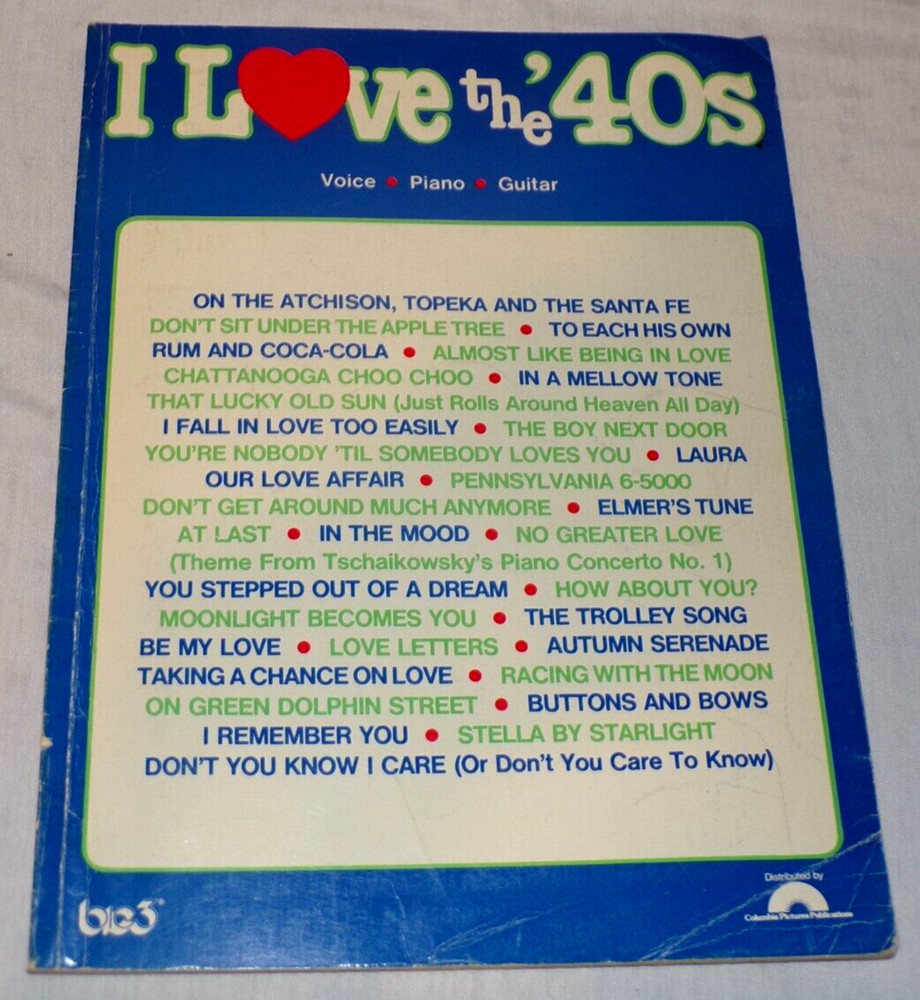 VTG 1983 I Love the 40&rsquo;s Voice Guitar Piano Sheet Music PB Book Columbia Picture
