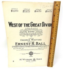 West of the Great Divide Sheet Music 1924 Piano Clean Words Music Poem US Seller