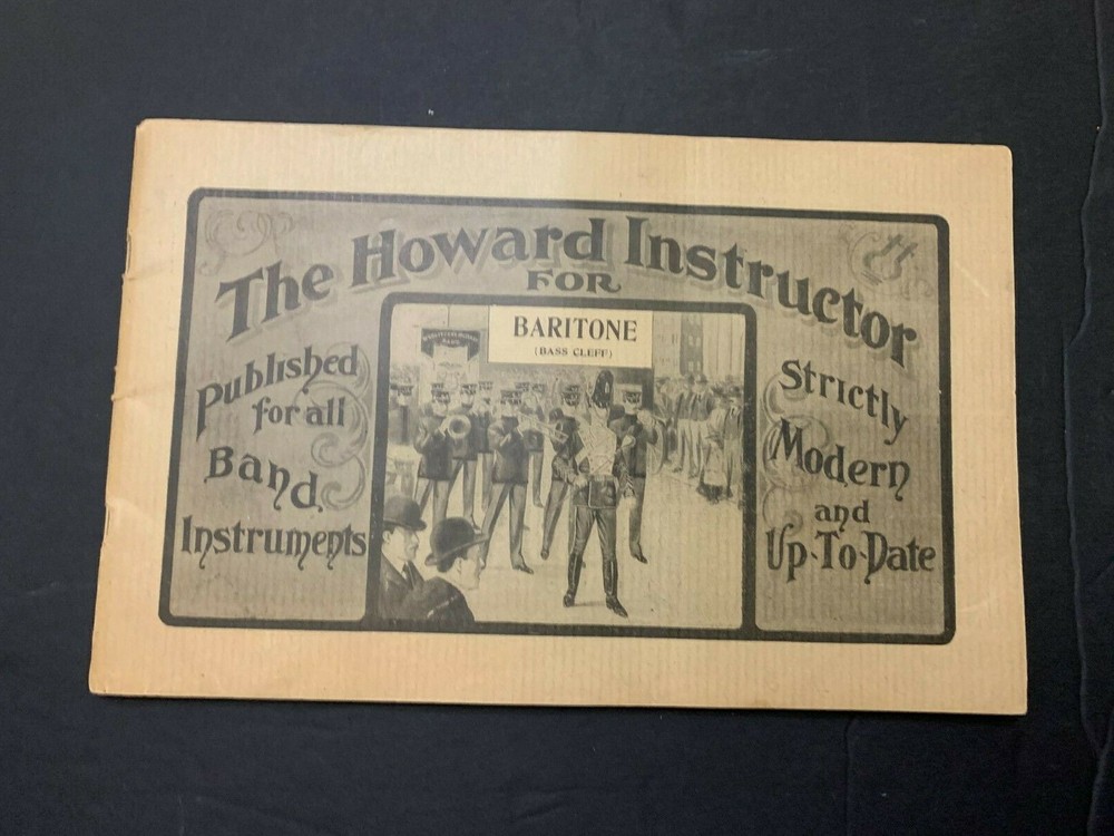 1904 The Howard Instructor For Baritone Bass Cleff For All Band Instruments Book