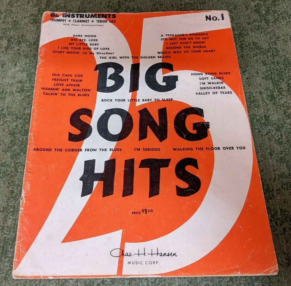 Big Song Hits No. 1 Trumpet Clarinet Tenor Sax Blues Music sheet 1957