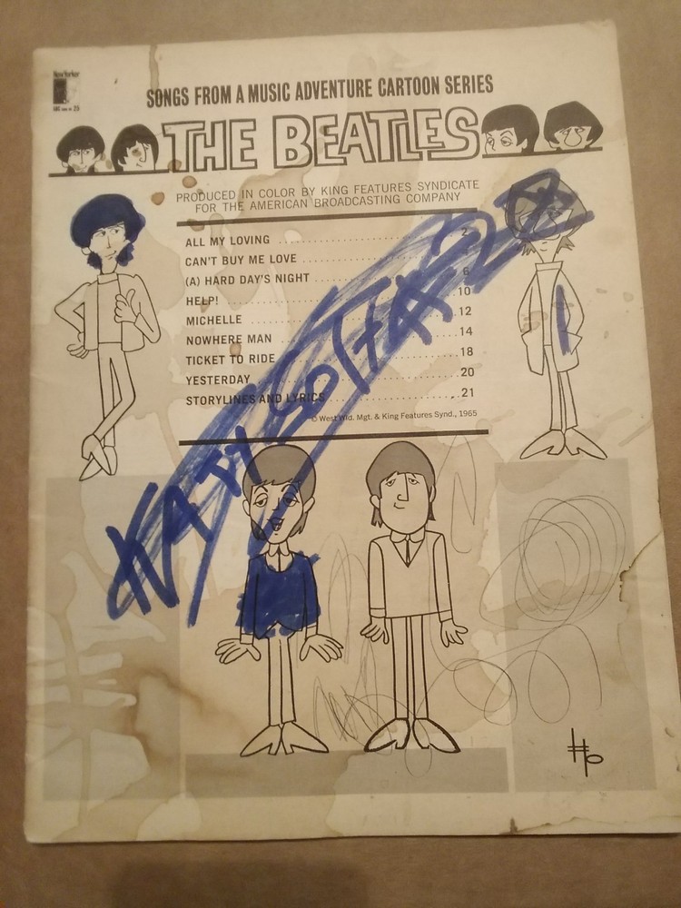 Songs From The Beatles Adventure Cartoon Series 1965 Sheet Music Lyrics