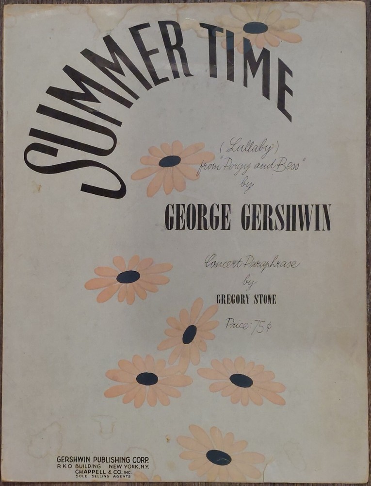 GERSHWIN / STONE: SUMMER TIME – Concert Paraphrase for Piano – 1941 1st Edition
