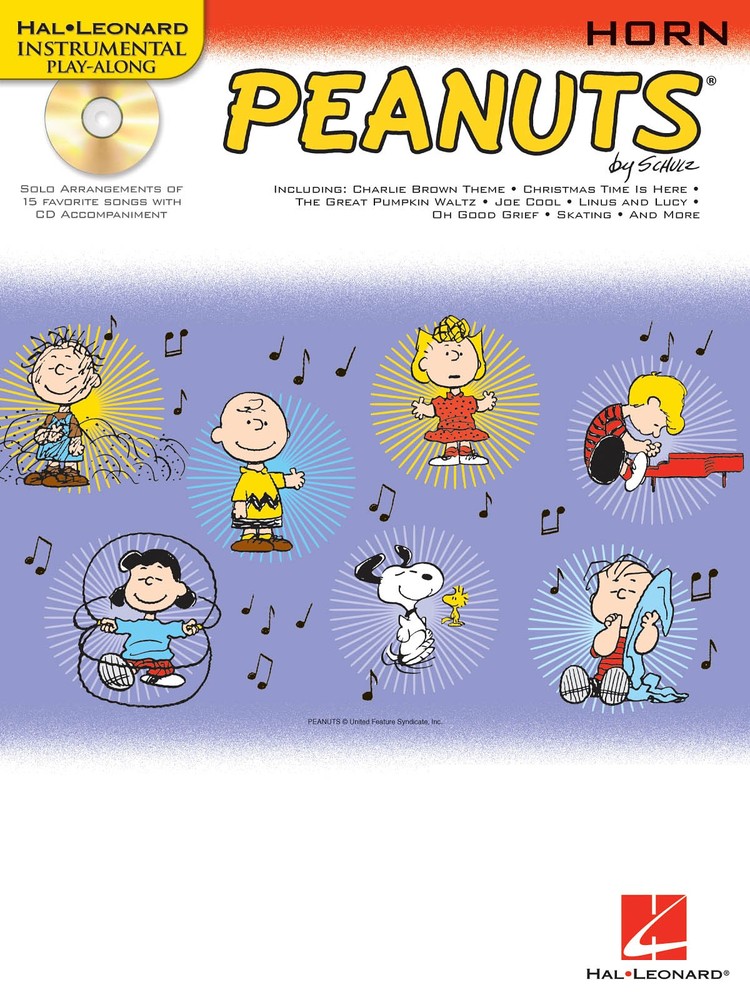 Peanuts for Horn Solo Sheet Music 15 Kids TV Songs Play-Along Book CD Pack